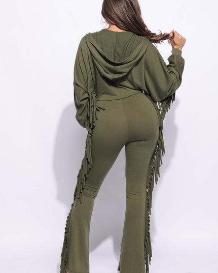 Front zipper fringe jumpsuit - Muvin 