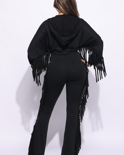 Front zipper fringe jumpsuit - Muvin 