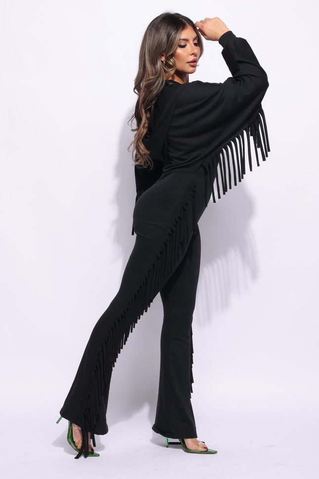 Front zipper fringe jumpsuit - Muvin 