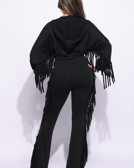Front zipper fringe jumpsuit - Muvin 