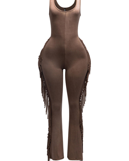 Sleevess side fringe jumpsuit - Muvin 