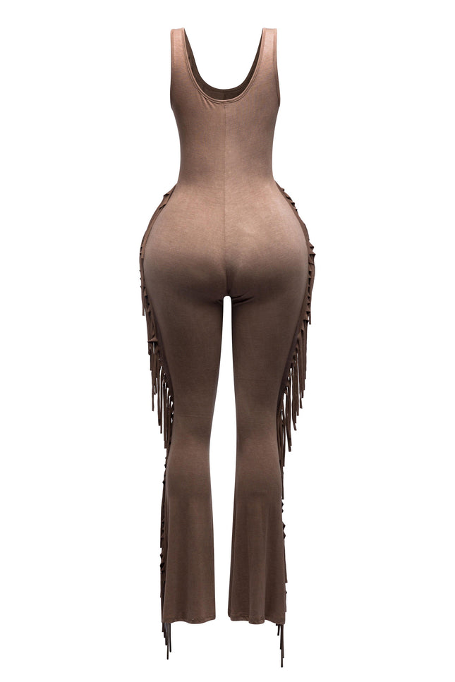 Sleevess side fringe jumpsuit - Muvin 