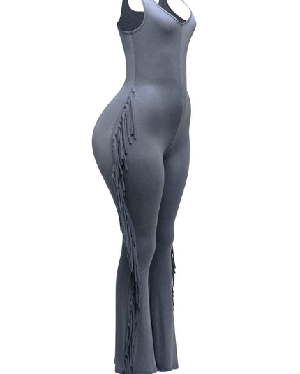 Sleevess side fringe jumpsuit - Muvin 