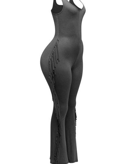 Sleevess side fringe jumpsuit - Muvin 