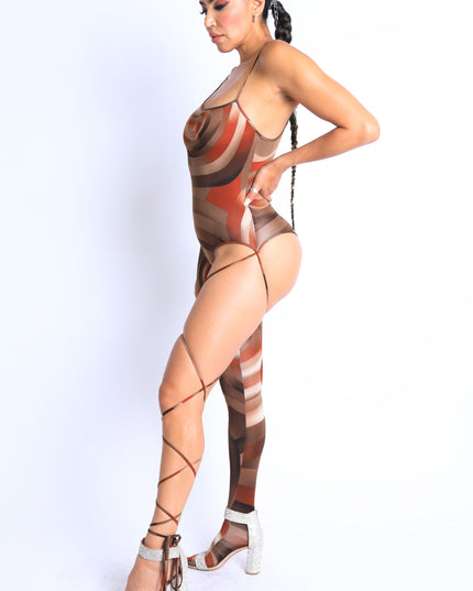 Paint Printed One Sleeve Tie Detailed Jumpsuit - Muvin 