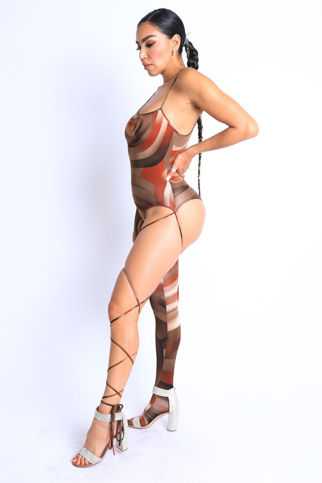 Paint Printed One Sleeve Tie Detailed Jumpsuit - Muvin 