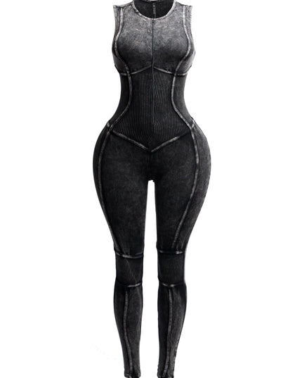 Mineral washed sleeveless jumpsuit - Muvin 