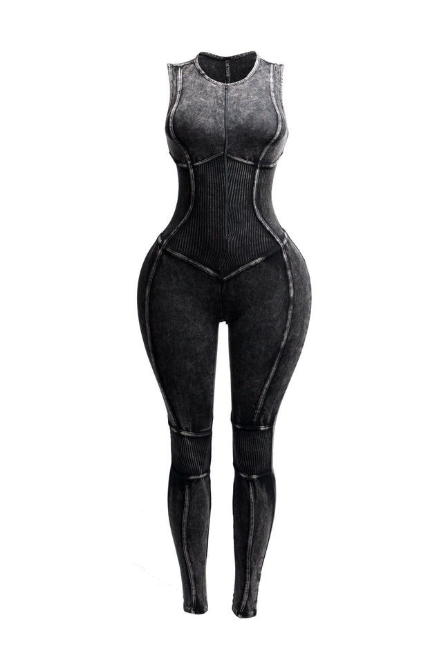Mineral washed sleeveless jumpsuit - Muvin 