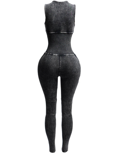 Mineral washed sleeveless jumpsuit - Muvin 
