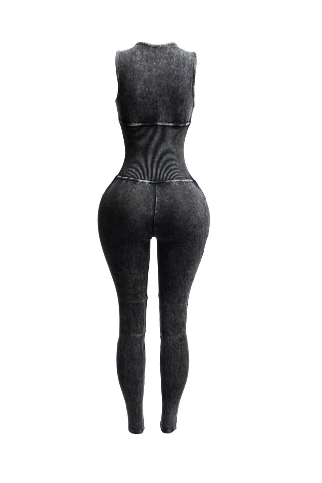 Mineral washed sleeveless jumpsuit - Muvin 