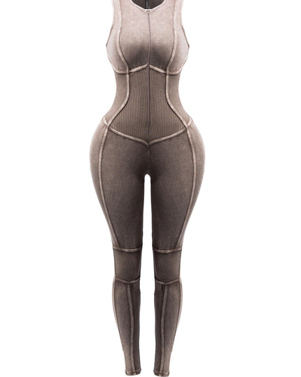 Mineral washed sleeveless jumpsuit - Muvin 