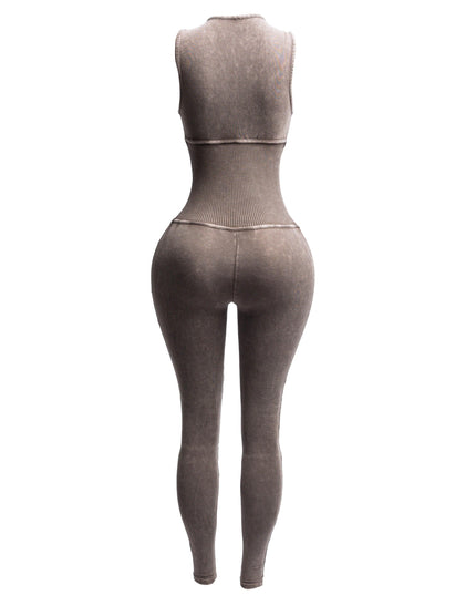 Mineral washed sleeveless jumpsuit - Muvin 