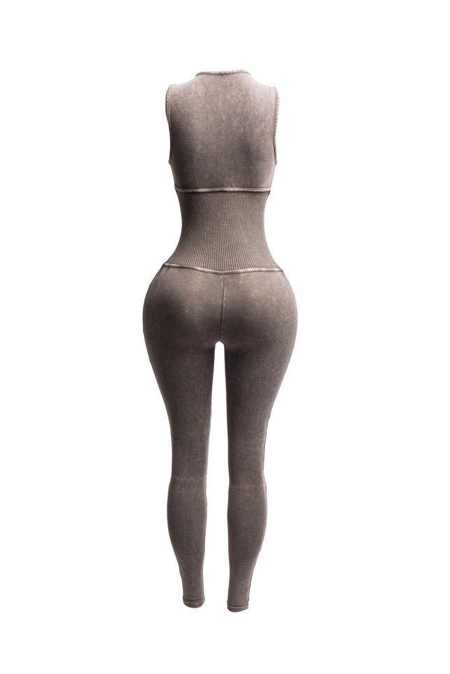 Mineral washed sleeveless jumpsuit - Muvin 