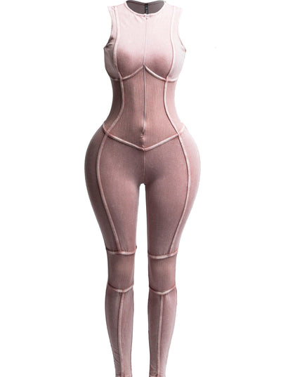 Mineral washed sleeveless jumpsuit - Muvin 