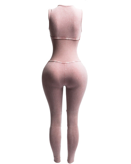 Mineral washed sleeveless jumpsuit - Muvin 