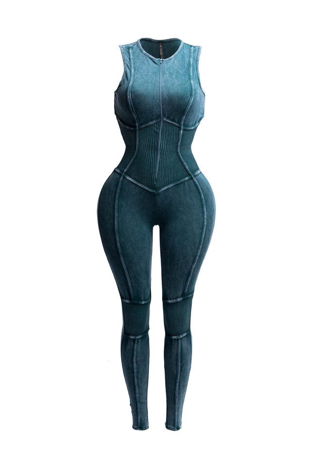 Mineral washed sleeveless jumpsuit - Muvin 