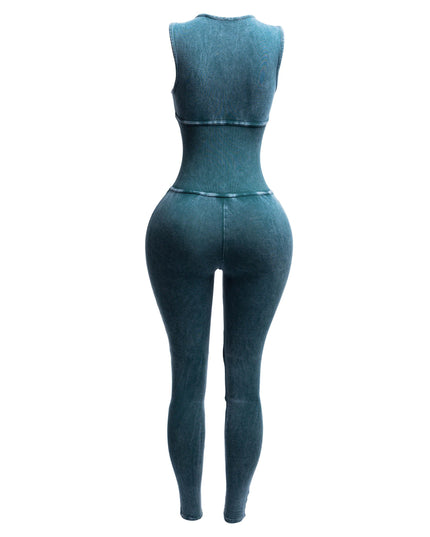 Mineral washed sleeveless jumpsuit - Muvin 