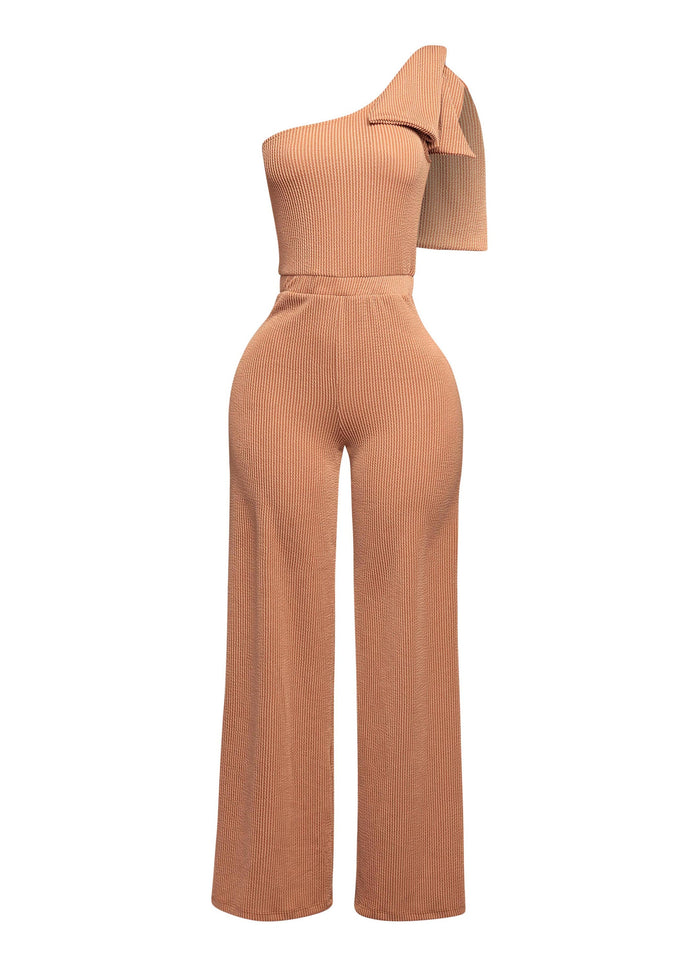 One shoulder bow detailed wide leg jumpsuit - Muvin 