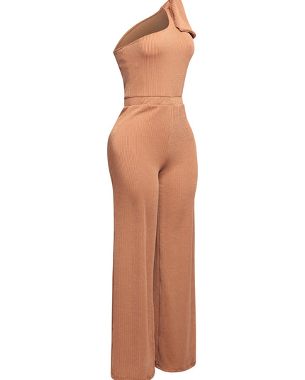 One shoulder bow detailed wide leg jumpsuit - Muvin 