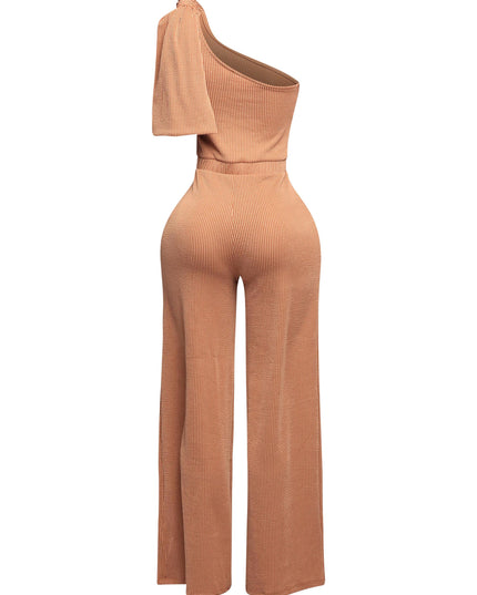 One shoulder bow detailed wide leg jumpsuit - Muvin 