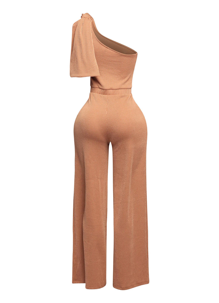 One shoulder bow detailed wide leg jumpsuit - Muvin 
