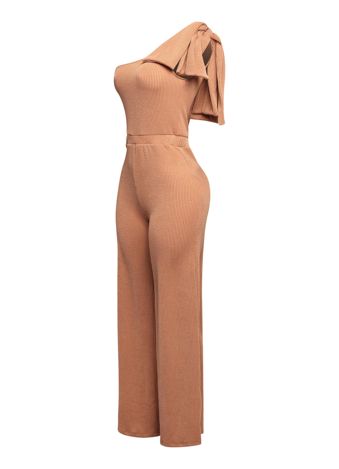 One shoulder bow detailed wide leg jumpsuit - Muvin 