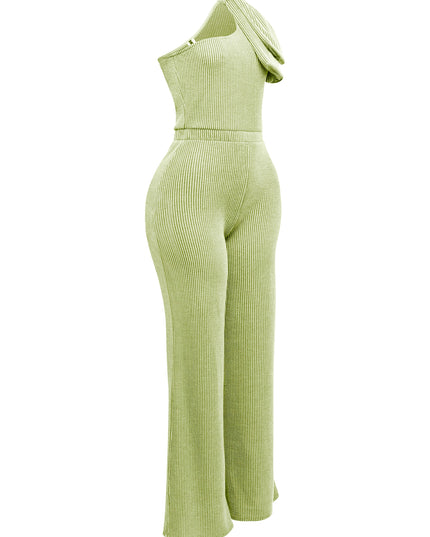 One shoulder bow detailed wide leg jumpsuit - Muvin 