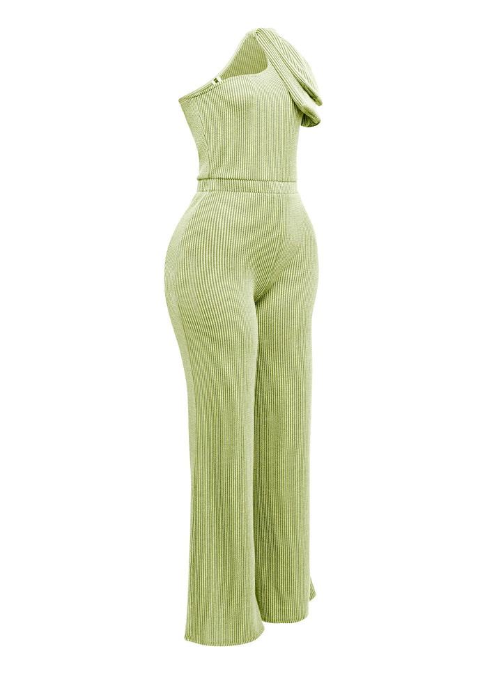 One shoulder bow detailed wide leg jumpsuit - Muvin 