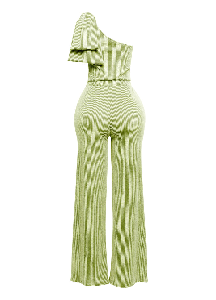 One shoulder bow detailed wide leg jumpsuit - Muvin 