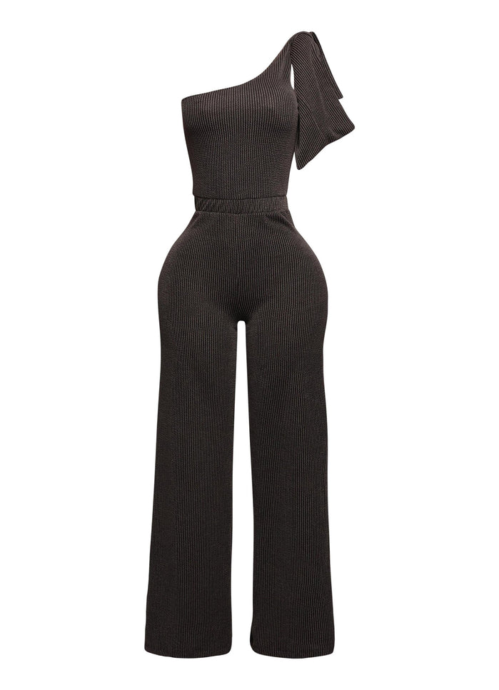 One shoulder bow detailed wide leg jumpsuit - Muvin 