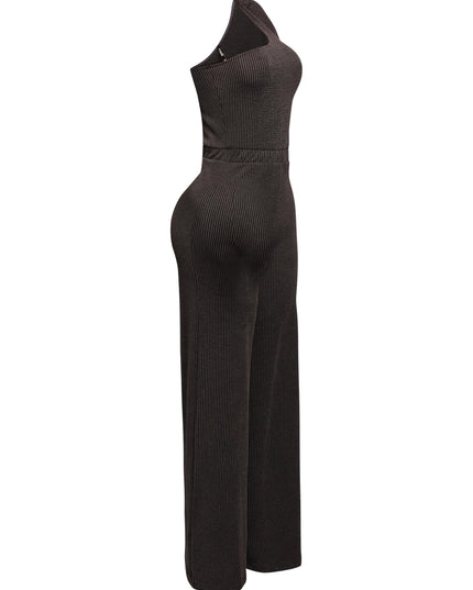 One shoulder bow detailed wide leg jumpsuit - Muvin 