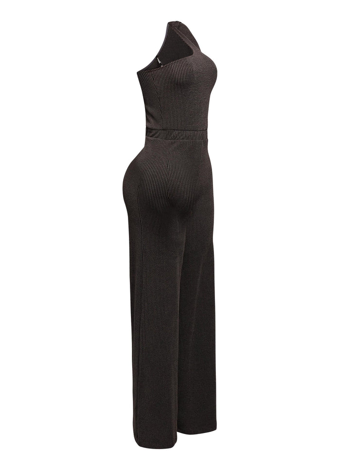 One shoulder bow detailed wide leg jumpsuit - Muvin 