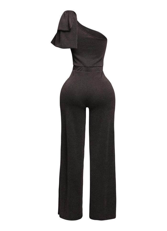 One shoulder bow detailed wide leg jumpsuit - Muvin 