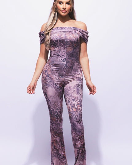 Off shoulder flare bottom jumpsuit - Muvin 