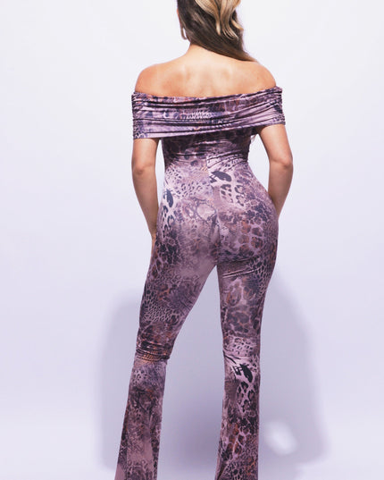 Off shoulder flare bottom jumpsuit - Muvin 