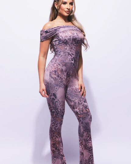 Off shoulder flare bottom jumpsuit - Muvin 