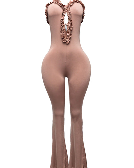 Ruffle detrailed cutout jumpsuit - Muvin 