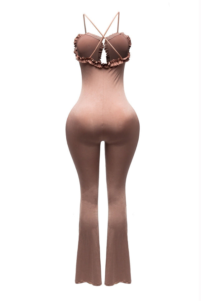 Ruffle detrailed cutout jumpsuit - Muvin 