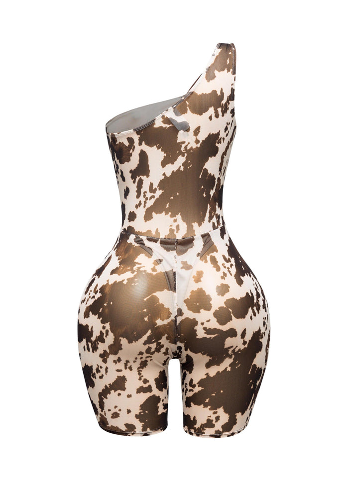 Printed mesh lace up romper - Muvin 