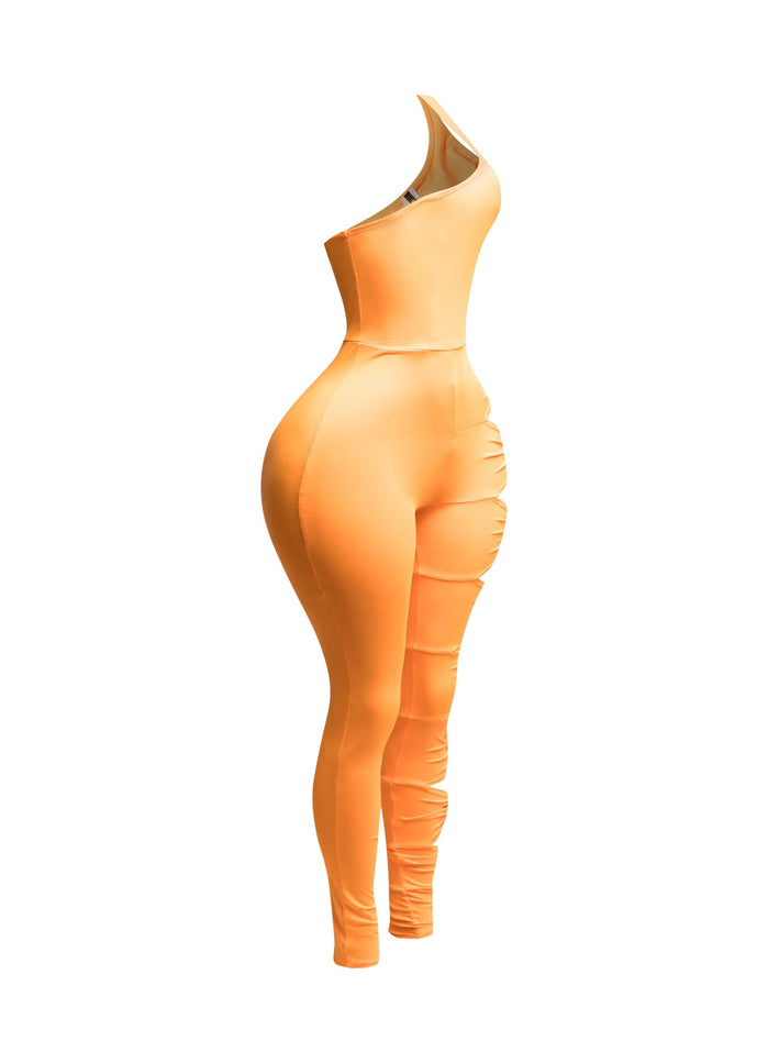 Asymmetric Shoulder Cut Out Jumpsuit - Muvin 