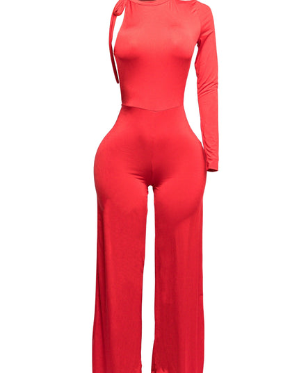 One Shoulder Stringed Jumpsuit - Muvin 