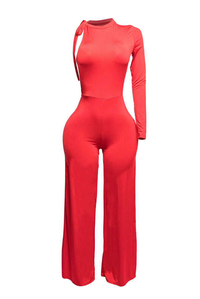 One Shoulder Stringed Jumpsuit - Muvin 
