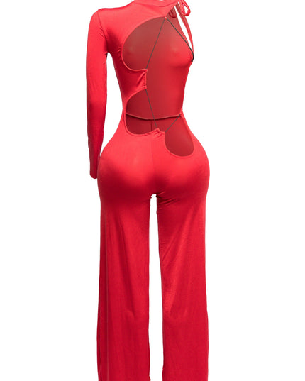 One Shoulder Stringed Jumpsuit - Muvin 