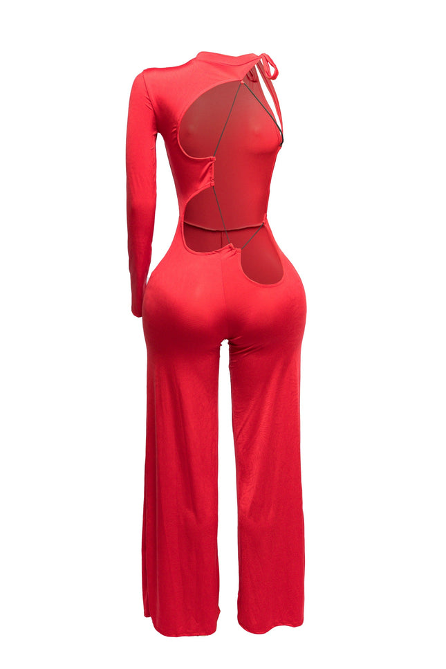One Shoulder Stringed Jumpsuit - Muvin 