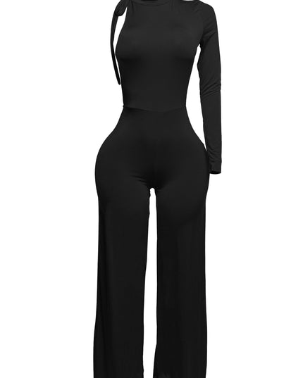 One Shoulder Stringed Jumpsuit - Muvin 