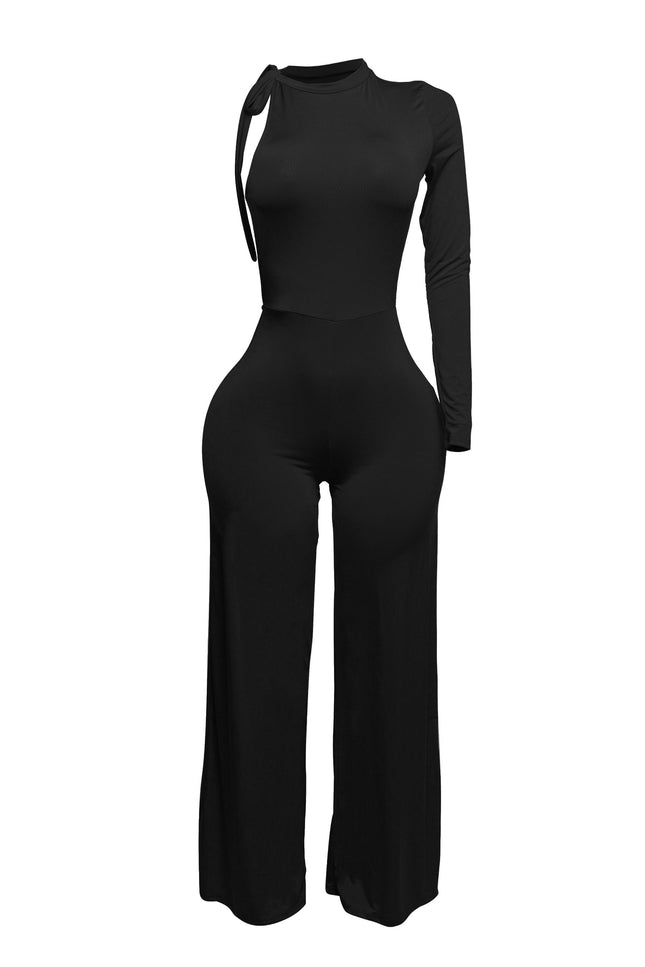One Shoulder Stringed Jumpsuit - Muvin 