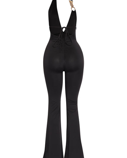 Show Off Hours Backless Halter Jumpsuit.. - Muvin 