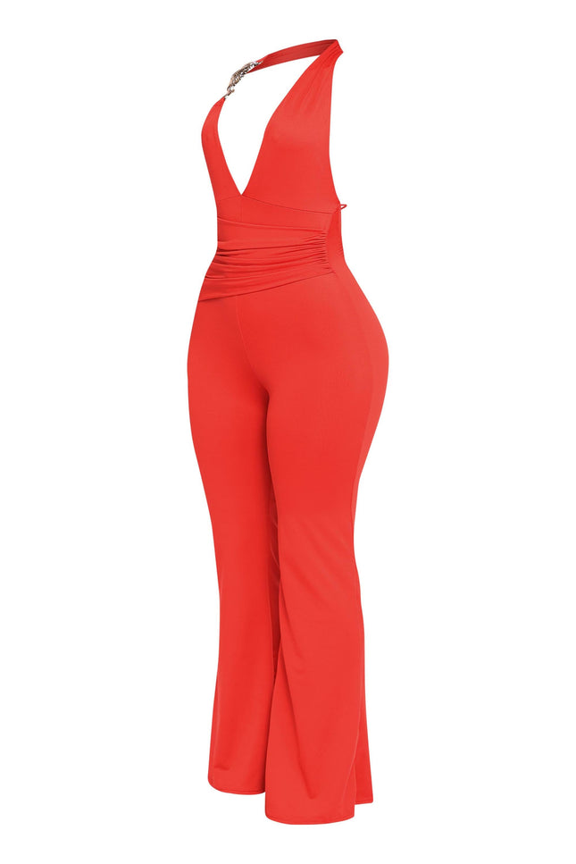 Show Off Hours Backless Halter Jumpsuit. - Muvin 