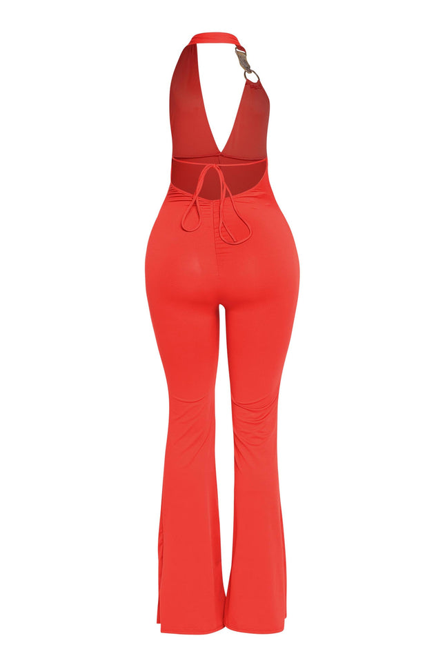 Show Off Hours Backless Halter Jumpsuit. - Muvin 