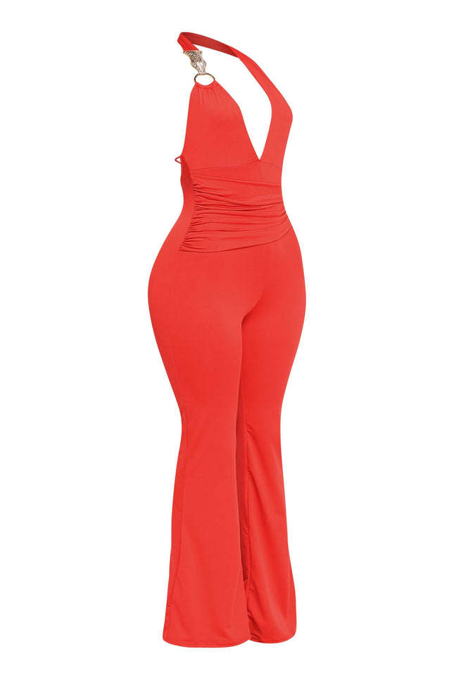 Show Off Hours Backless Halter Jumpsuit. - Muvin 